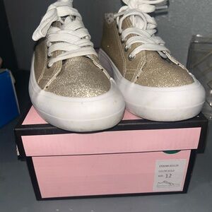 Cynthia Rowley Gold and White Sparkle Sneakers